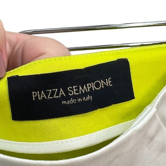 Piazza Sempione Neon‎ Lime Green Cream Colorblock Mini Skirt Size 38 US 2 - Picture 7 of 9